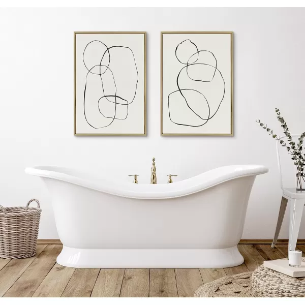 Kate and Laurel Sylvie Modern Circles and Going in Circles Framed Linen Textured Canvas Wall Art Set by Teju Reval of SnazzyHues 2 Piece 23x33 Black Decorative Abstract Art Prints for WallGold