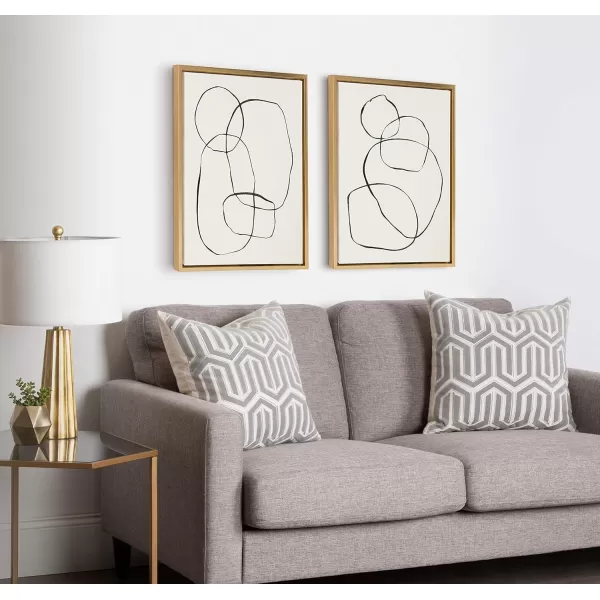 Kate and Laurel Sylvie Modern Circles and Going in Circles Framed Linen Textured Canvas Wall Art Set by Teju Reval of SnazzyHues 2 Piece 23x33 Black Decorative Abstract Art Prints for WallGold