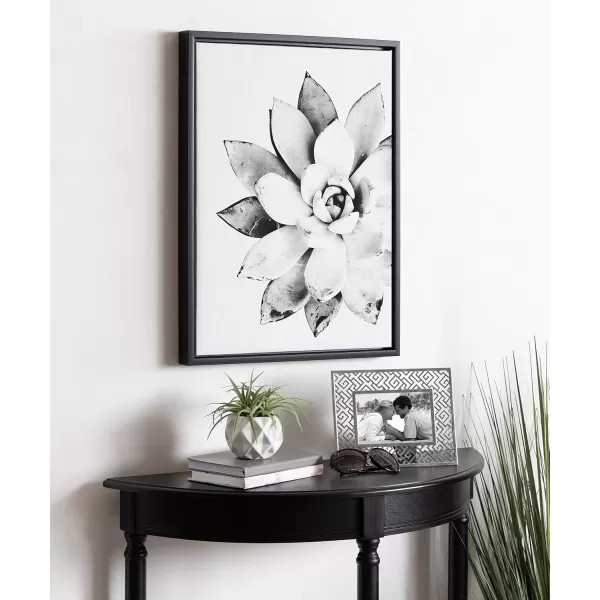 Kate and Laurel Sylvie Modern Succulent Framed Canvas Wall Art by Simon Te of Tai Prints 18x24 Natural BlackandWhite Succulent Art for WallBlack