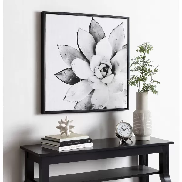 Kate and Laurel Sylvie Modern Succulent Framed Canvas Wall Art by Simon Te of Tai Prints 18x24 Natural BlackandWhite Succulent Art for WallBlack