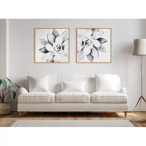 Kate and Laurel Sylvie Modern Succulent Framed Canvas Wall Art by Simon Te of Tai Prints 18x24 Natural BlackandWhite Succulent Art for WallNatural