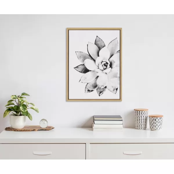 Kate and Laurel Sylvie Modern Succulent Framed Canvas Wall Art by Simon Te of Tai Prints 18x24 Natural BlackandWhite Succulent Art for WallNatural