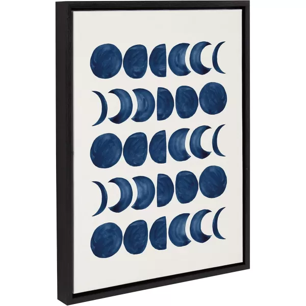 Kate and Laurel Sylvie Moon Phases Framed Linen Textured Canvas Wall Art Teju Reval of SnazzyHues 18x24 Natural Beautiful Astronomy Wall DecorBlack