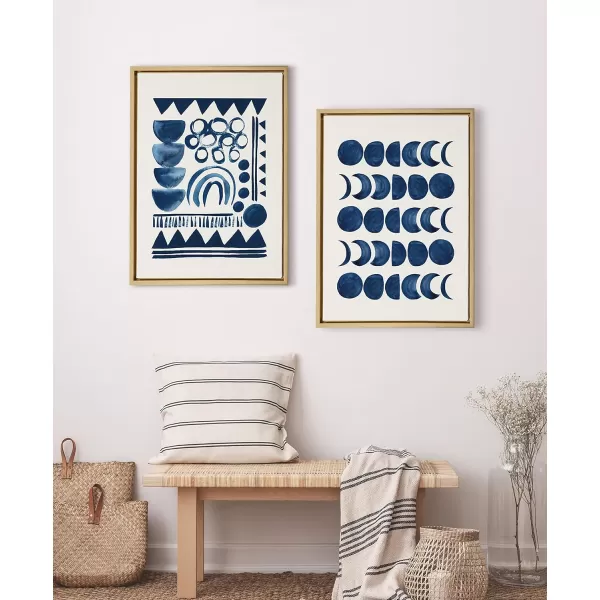 Kate and Laurel Sylvie Moon Phases Framed Linen Textured Canvas Wall Art Teju Reval of SnazzyHues 18x24 Natural Beautiful Astronomy Wall DecorGold