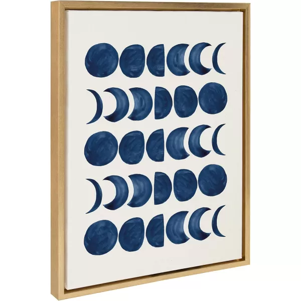 Kate and Laurel Sylvie Moon Phases Framed Linen Textured Canvas Wall Art Teju Reval of SnazzyHues 18x24 Natural Beautiful Astronomy Wall DecorGold