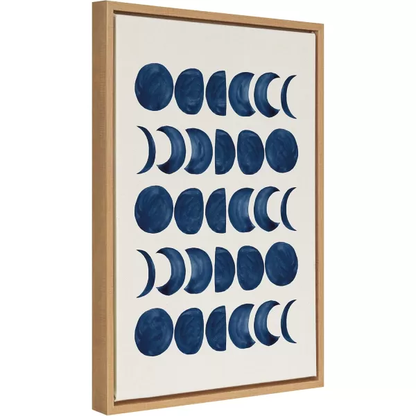 Kate and Laurel Sylvie Moon Phases Framed Linen Textured Canvas Wall Art Teju Reval of SnazzyHues 18x24 Natural Beautiful Astronomy Wall DecorNatural