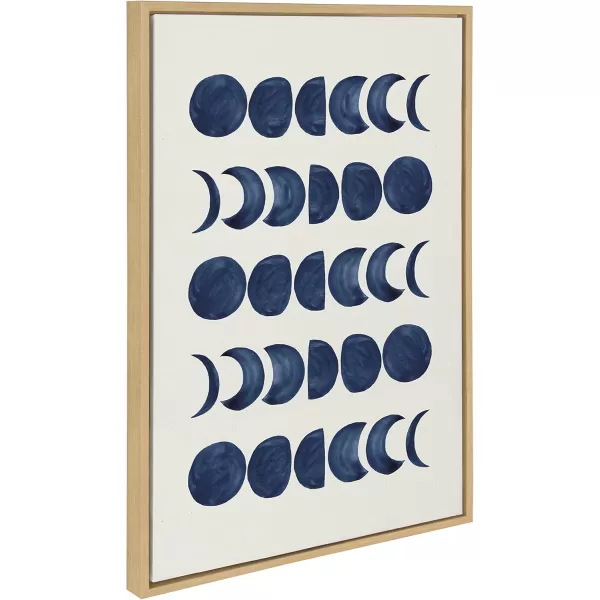 Kate and Laurel Sylvie Moon Phases Framed Linen Textured Canvas Wall Art Teju Reval of SnazzyHues 18x24 Natural Beautiful Astronomy Wall DecorNatural