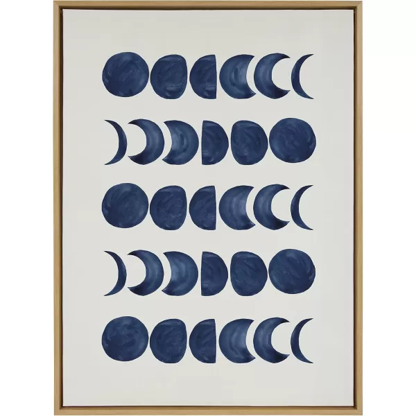 Kate and Laurel Sylvie Moon Phases Framed Linen Textured Canvas Wall Art Teju Reval of SnazzyHues 18x24 Natural Beautiful Astronomy Wall DecorNatural