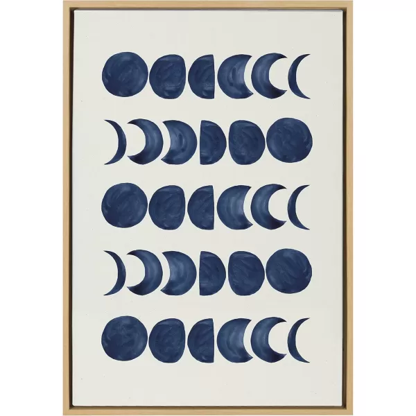 Kate and Laurel Sylvie Moon Phases Framed Linen Textured Canvas Wall Art Teju Reval of SnazzyHues 18x24 Natural Beautiful Astronomy Wall DecorNatural