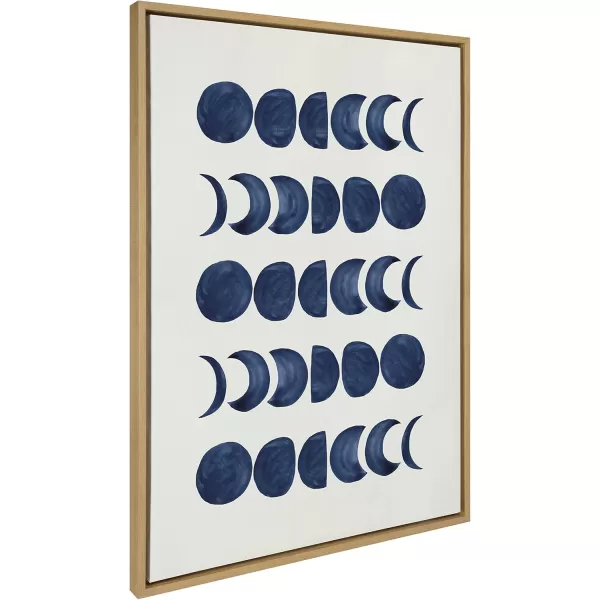 Kate and Laurel Sylvie Moon Phases Framed Linen Textured Canvas Wall Art Teju Reval of SnazzyHues 18x24 Natural Beautiful Astronomy Wall DecorNatural