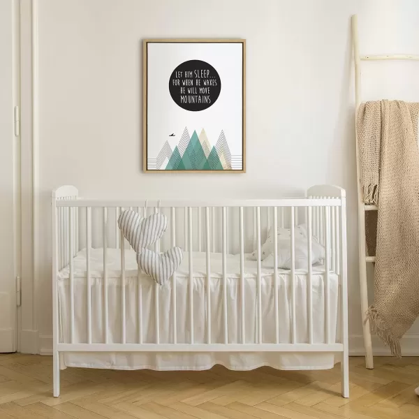 Kate and Laurel Sylvie Move Mountains Framed Canvas Wall Art by Rachel Lee of My Dream Wall 18x24 Natural Motivational Wall Art for Bedroom or Nursery