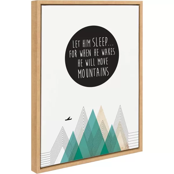 Kate and Laurel Sylvie Move Mountains Framed Canvas Wall Art by Rachel Lee of My Dream Wall 18x24 Natural Motivational Wall Art for Bedroom or Nursery