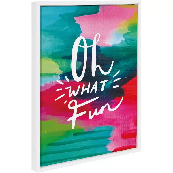 Kate and Laurel Sylvie Oh What Fun Framed Canvas Wall Art by Jessi Raulet of EttaVee 18x24 White Holiday Inspired Colorful Art