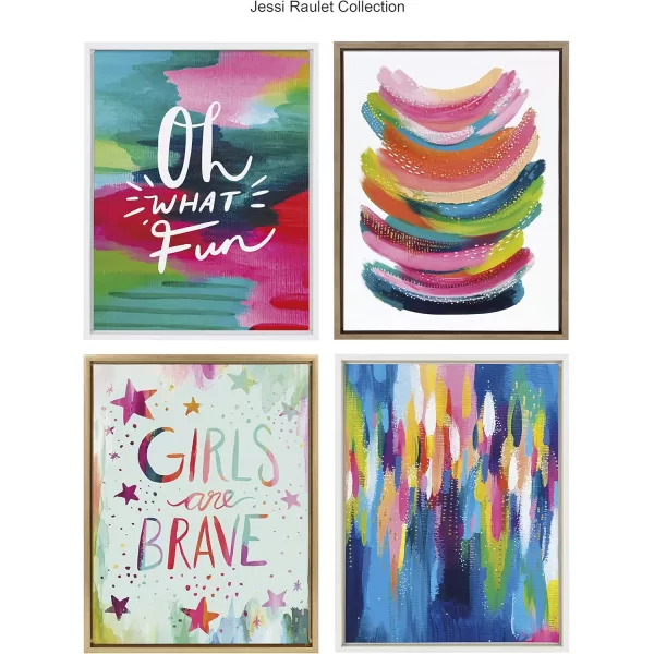 Kate and Laurel Sylvie Oh What Fun Framed Canvas Wall Art by Jessi Raulet of EttaVee 18x24 White Holiday Inspired Colorful Art