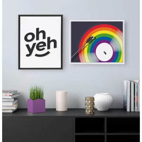 Kate and Laurel Sylvie Oh Yeh Framed Canvas Wall Art by Rocket Jack 18x24 Gray Inspirational Wall Art