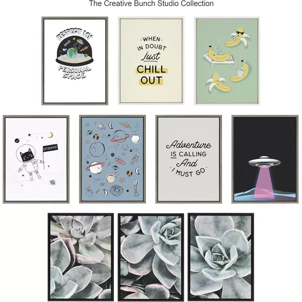 Kate and Laurel Sylvie Out of This World Framed Canvas Wall Art by The Creative Bunch Studio 18x24 Gray Cosmic Art for Wall