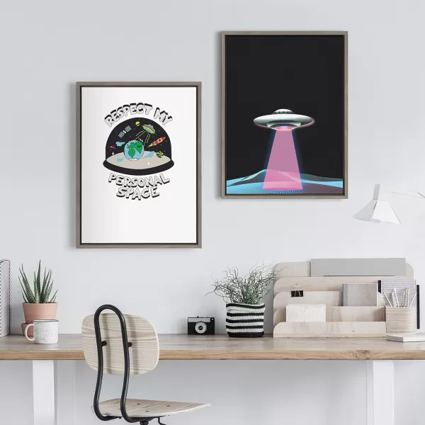 Kate and Laurel Sylvie Out of This World Framed Canvas Wall Art by The Creative Bunch Studio 18x24 Gray Cosmic Art for Wall