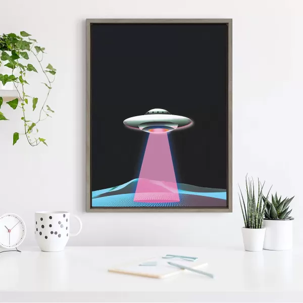 Kate and Laurel Sylvie Out of This World Framed Canvas Wall Art by The Creative Bunch Studio 18x24 Gray Cosmic Art for Wall