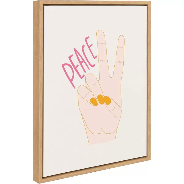 Kate and Laurel Sylvie Peace Framed Canvas Wall Art by Alicia Schultz 18x24 Natural Stylish Inspirational Home Decor