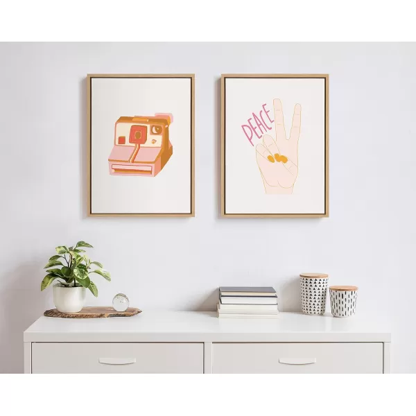 Kate and Laurel Sylvie Peace Framed Canvas Wall Art by Alicia Schultz 18x24 Natural Stylish Inspirational Home Decor