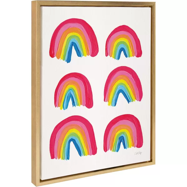 Kate and Laurel Sylvie Rainbow Collection Framed Canvas Wall Art by Cat Coquillette 18x24 Gold Colorful Wall Decor
