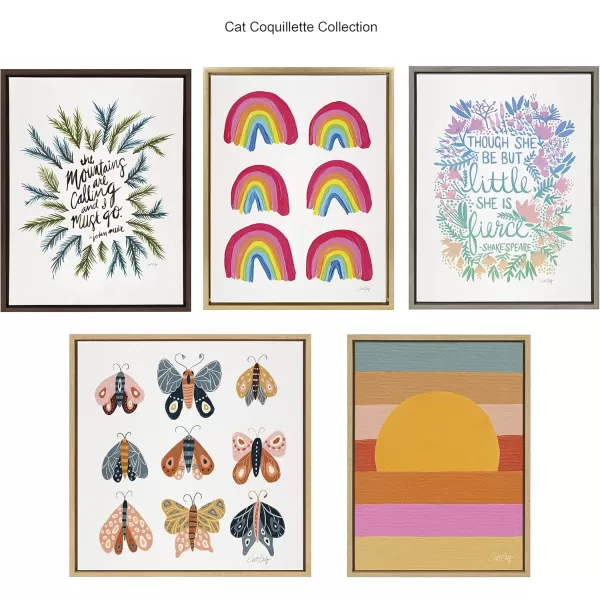 Kate and Laurel Sylvie Rainbow Collection Framed Canvas Wall Art by Cat Coquillette 18x24 Gold Colorful Wall Decor