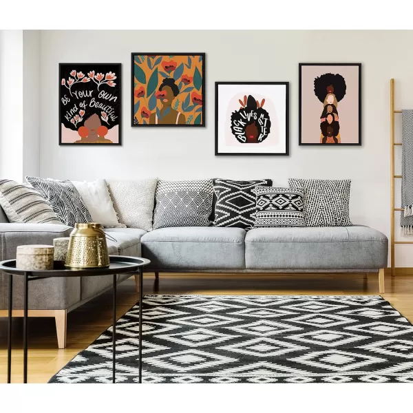 Kate and Laurel Sylvie Sisters Framed Canvas Wall Art by Oris Eddu 18x24 Natural Decorative Neutral Abstract Feminine Art for WallBlack