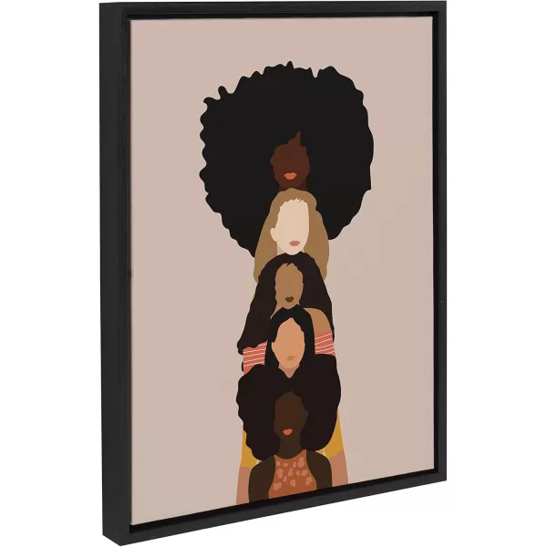 Kate and Laurel Sylvie Sisters Framed Canvas Wall Art by Oris Eddu 18x24 Natural Decorative Neutral Abstract Feminine Art for WallBlack