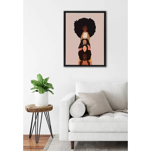 Kate and Laurel Sylvie Sisters Framed Canvas Wall Art by Oris Eddu 18x24 Natural Decorative Neutral Abstract Feminine Art for WallBlack