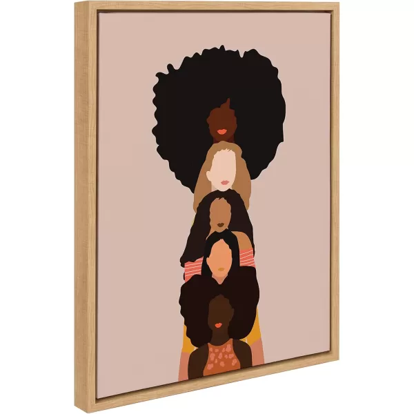 Kate and Laurel Sylvie Sisters Framed Canvas Wall Art by Oris Eddu 18x24 Natural Decorative Neutral Abstract Feminine Art for WallNatural