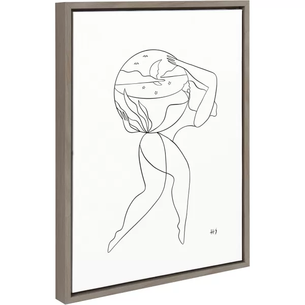 Kate and Laurel Sylvie The Day She Realized She Could Framed Canvas Wall Art by Maggie Stephenson 18x24 Natural Motivational Feminine Wall DcorGrey