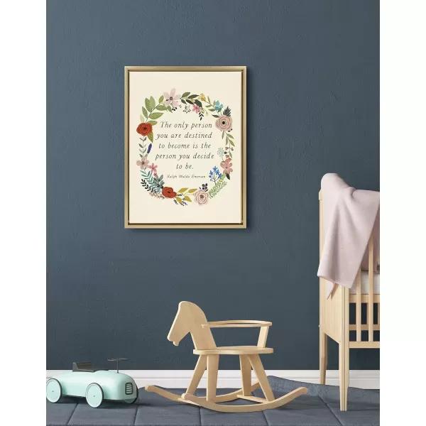 Kate and Laurel Sylvie The Only Person Framed Canvas Wall Art by Mia Charro 18x24 Gold Inspirational Quote Art for Office or Home