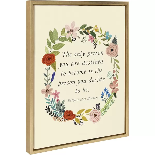 Kate and Laurel Sylvie The Only Person Framed Canvas Wall Art by Mia Charro 18x24 Gold Inspirational Quote Art for Office or Home