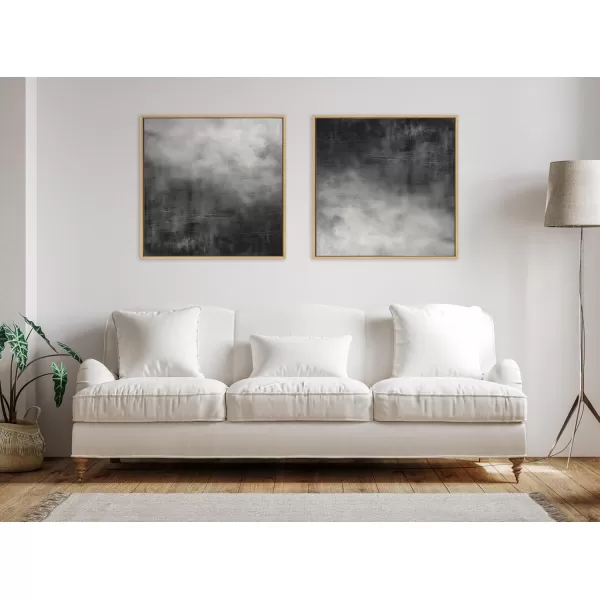 Kate and Laurel Sylvie Tonal Abstract Blackened Charred Gray Moody Minimalist Framed Canvas Wall Art by The Creative Bunch Studio 30x30 Natural Modern Abstract Landscape Art for Wall