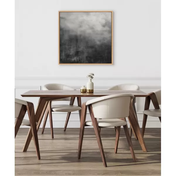 Kate and Laurel Sylvie Tonal Abstract Blackened Charred Gray Moody Minimalist Framed Canvas Wall Art by The Creative Bunch Studio 30x30 Natural Modern Abstract Landscape Art for Wall