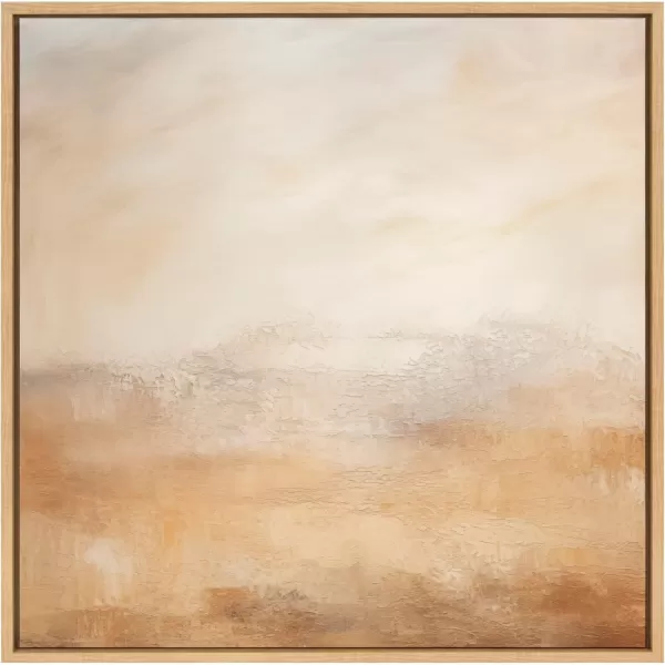 Kate and Laurel Sylvie Tonal Abstract Earthy Warm Sun Infused Spiced Desert Landscape Framed Canvas Wall Art by The Creative Bunch Studio 30x30 Natural Modern Abstract Landscape Art for Wall