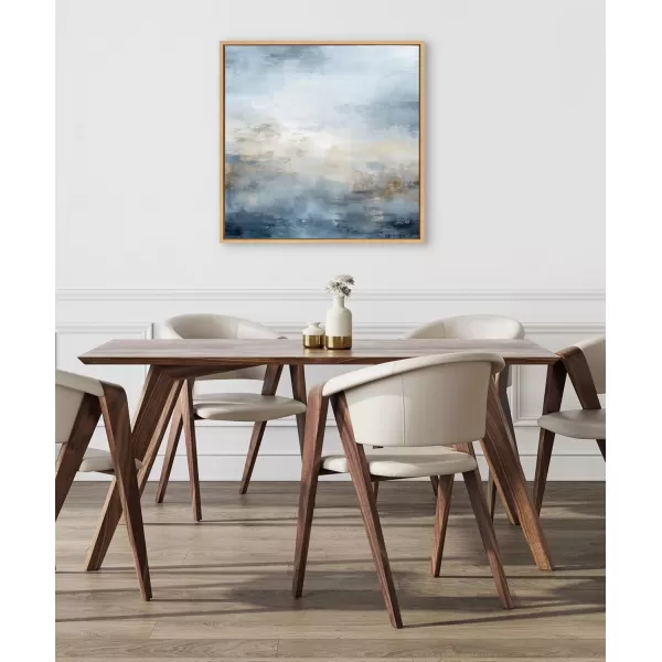 Kate and Laurel Sylvie Tonal Abstract Oceanic Nautical Serenity Blue Framed Canvas Wall Art by The Creative Bunch Studio 30x30 Natural Modern Abstract Landscape Art for Wall