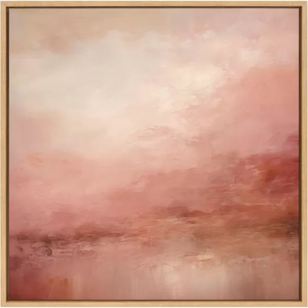 Kate and Laurel Sylvie Tonal Abstract Sun Kissed Pink and Peach Neutral Rose Tinted Ombre Framed Canvas Wall Art by The Creative Bunch Studio 30x30 Natural Modern Abstract Landscape Art for Wall