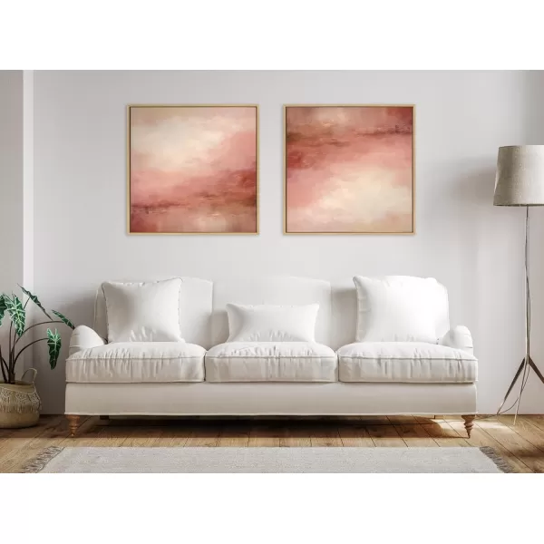 Kate and Laurel Sylvie Tonal Abstract Sun Kissed Pink and Peach Neutral Rose Tinted Ombre Framed Canvas Wall Art by The Creative Bunch Studio 30x30 Natural Modern Abstract Landscape Art for Wall