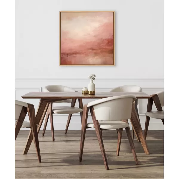 Kate and Laurel Sylvie Tonal Abstract Sun Kissed Pink and Peach Neutral Rose Tinted Ombre Framed Canvas Wall Art by The Creative Bunch Studio 30x30 Natural Modern Abstract Landscape Art for Wall