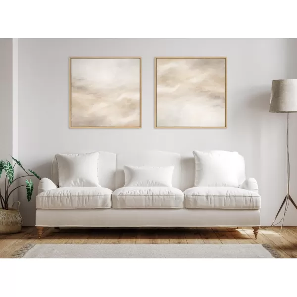 Kate and Laurel Sylvie Tonal Abstract Textural White and Beige Light Natural Neutrals Framed Canvas Wall Art by The Creative Bunch Studio 30x30 Natural Modern Abstract Landscape Art for Wall
