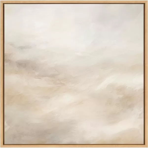 Kate and Laurel Sylvie Tonal Abstract Textural White and Beige Light Natural Neutrals Framed Canvas Wall Art by The Creative Bunch Studio 30x30 Natural Modern Abstract Landscape Art for Wall