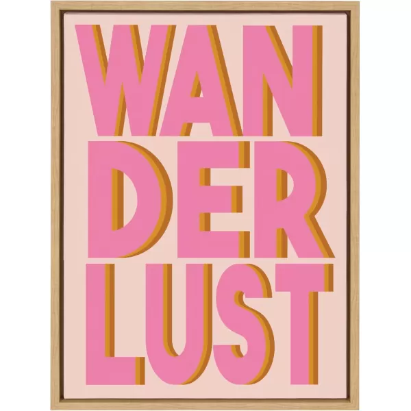 Kate and Laurel Sylvie Wanderlust Framed Canvas Wall Art by Apricot  Birch 18x24 Natural Cute Word Art for Wall