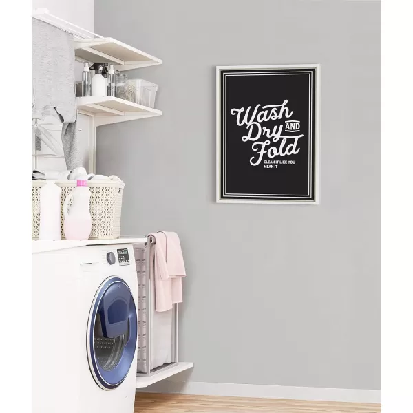 Kate and Laurel Sylvie Wash Dry and Fold Framed Canvas Wall Art by Maggie Price of Hunt and Gather Goods 18x24 White Retro Laundry Sign for Wall