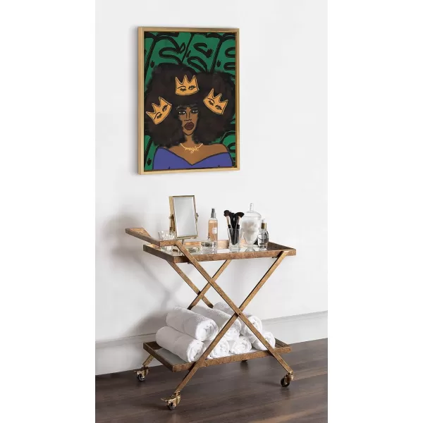 Kate and Laurel Sylvie Wear Your Crown Framed Canvas Wall Art by Kendra Dandy of Bouffants and Broken Hearts 18x24 Gold Powerful Portrait Art for WallGold