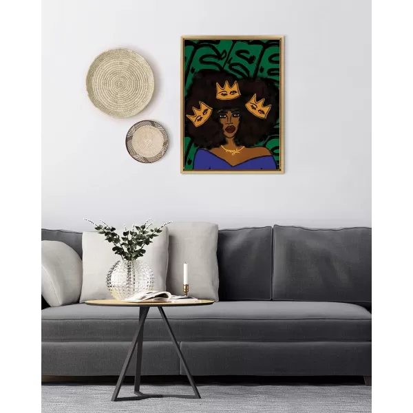 Kate and Laurel Sylvie Wear Your Crown Framed Canvas Wall Art by Kendra Dandy of Bouffants and Broken Hearts 18x24 Gold Powerful Portrait Art for WallGold
