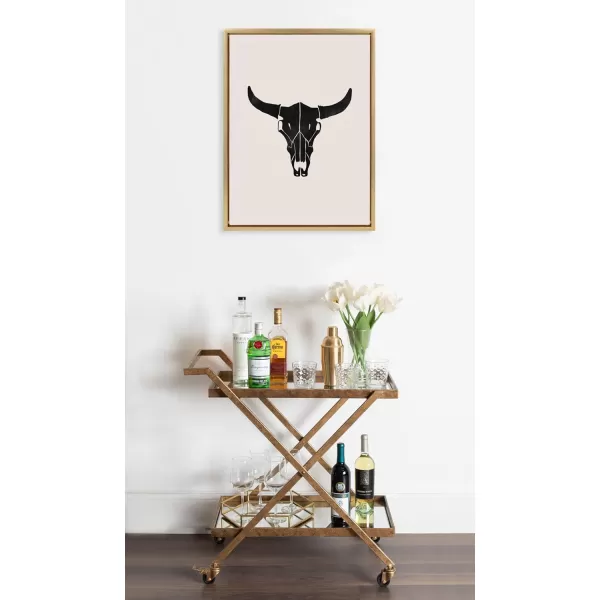 Kate and Laurel Sylvie Western Skull Framed Canvas Wall Art by Honey Island Studio 18x24 Bright Gold Western Cowboy Art for Wall