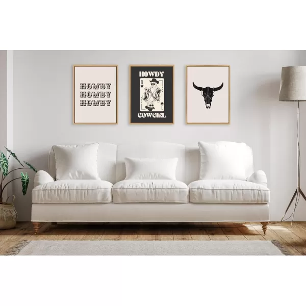 Kate and Laurel Sylvie Western Skull Framed Canvas Wall Art by Honey Island Studio 18x24 Bright Gold Western Cowboy Art for Wall