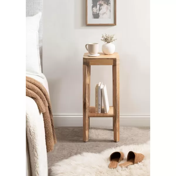 Kate and Laurel Talcott Modern Square Wood Drink Table 12 x 12 x 28 Walnut Brown Transitional Decorative TwoTier Pedestal Table for Use as Plant Stand Indoors or Living Room Accent TableNatural