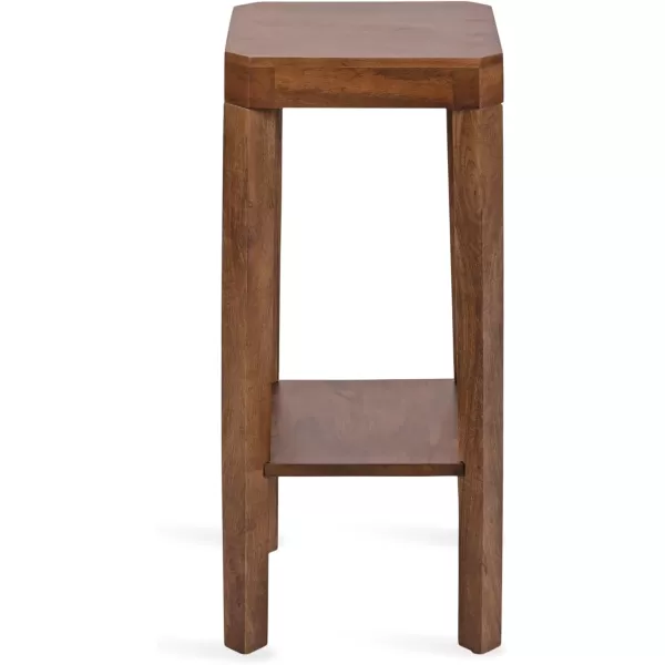 Kate and Laurel Talcott Modern Square Wood Drink Table 12 x 12 x 28 Walnut Brown Transitional Decorative TwoTier Pedestal Table for Use as Plant Stand Indoors or Living Room Accent TableWalnut Brown